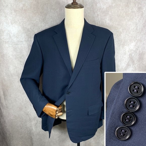 Canali Blazer Jacket Men 46R Blue Travel Water Resistant Performance Sport Coat